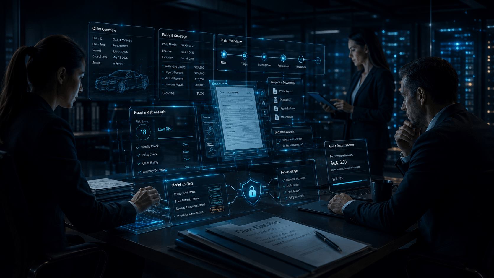 Professional insurance and claims operations environment